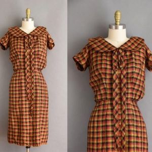 SUZY Perette 1950s orange and black plaid vintage